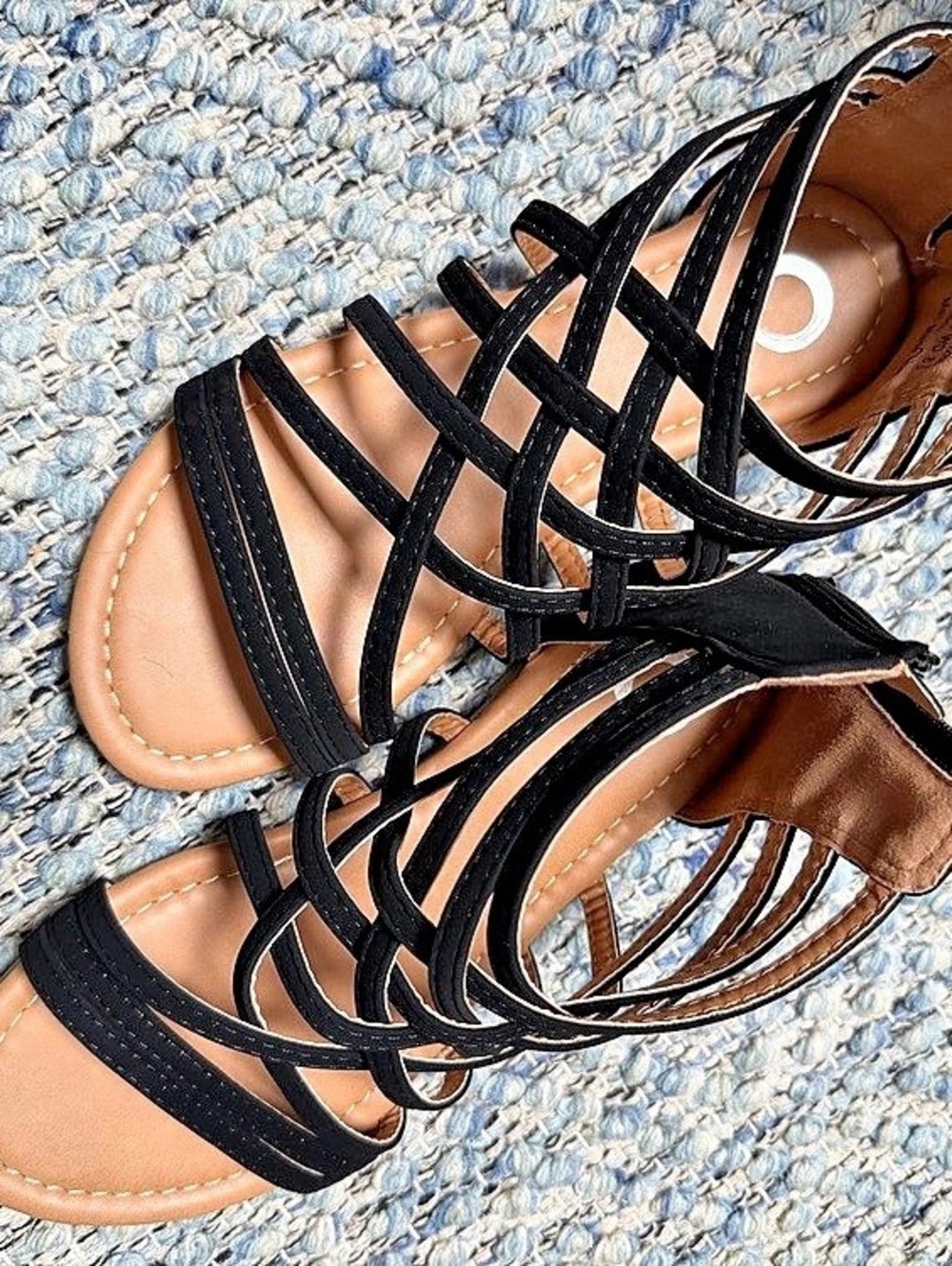 Strappy Flat Sandals in Black & Brown US 8.5 Like New
